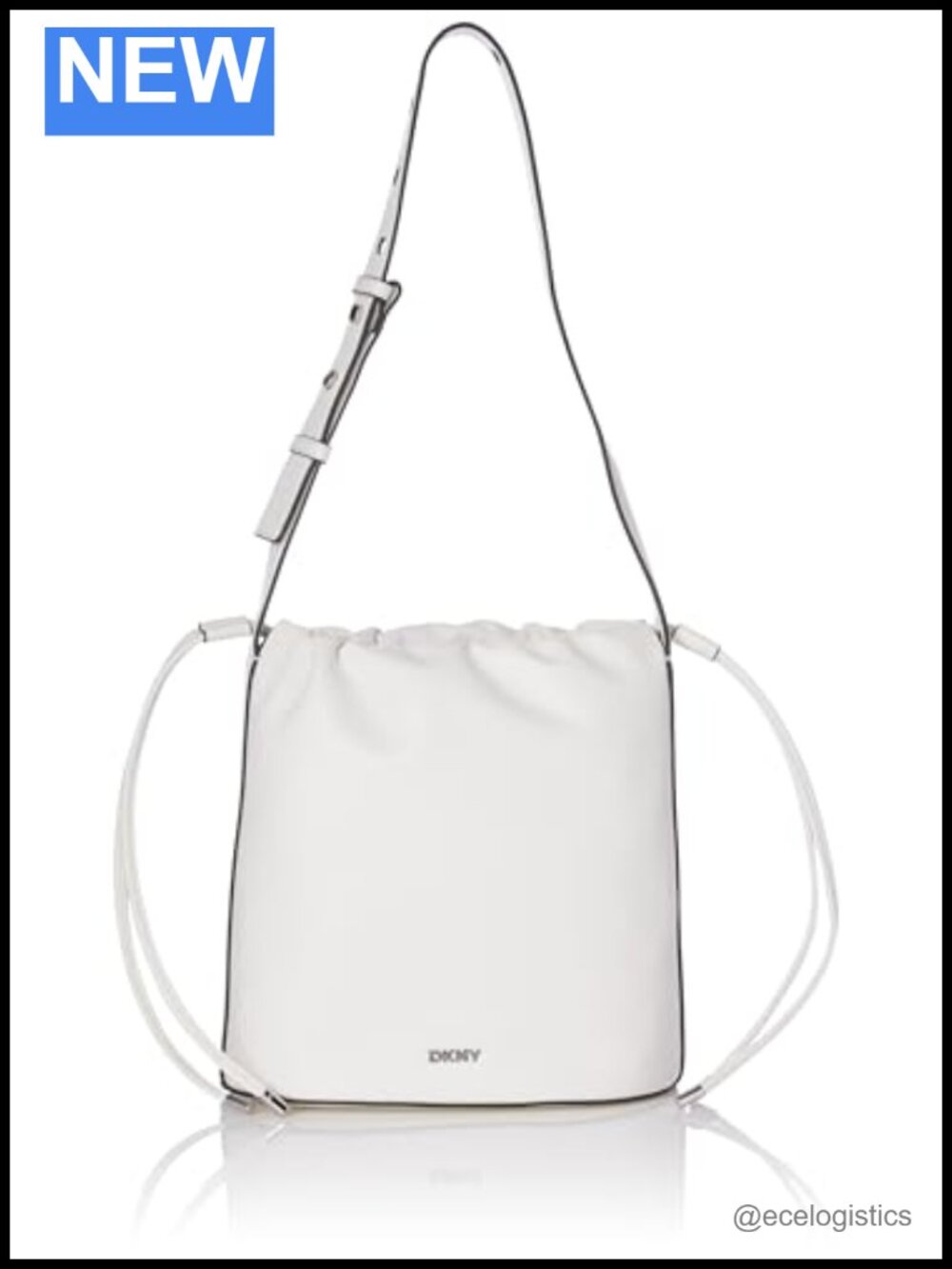Bucket Bag Drawstring Closure Adjustable Strap Leather
